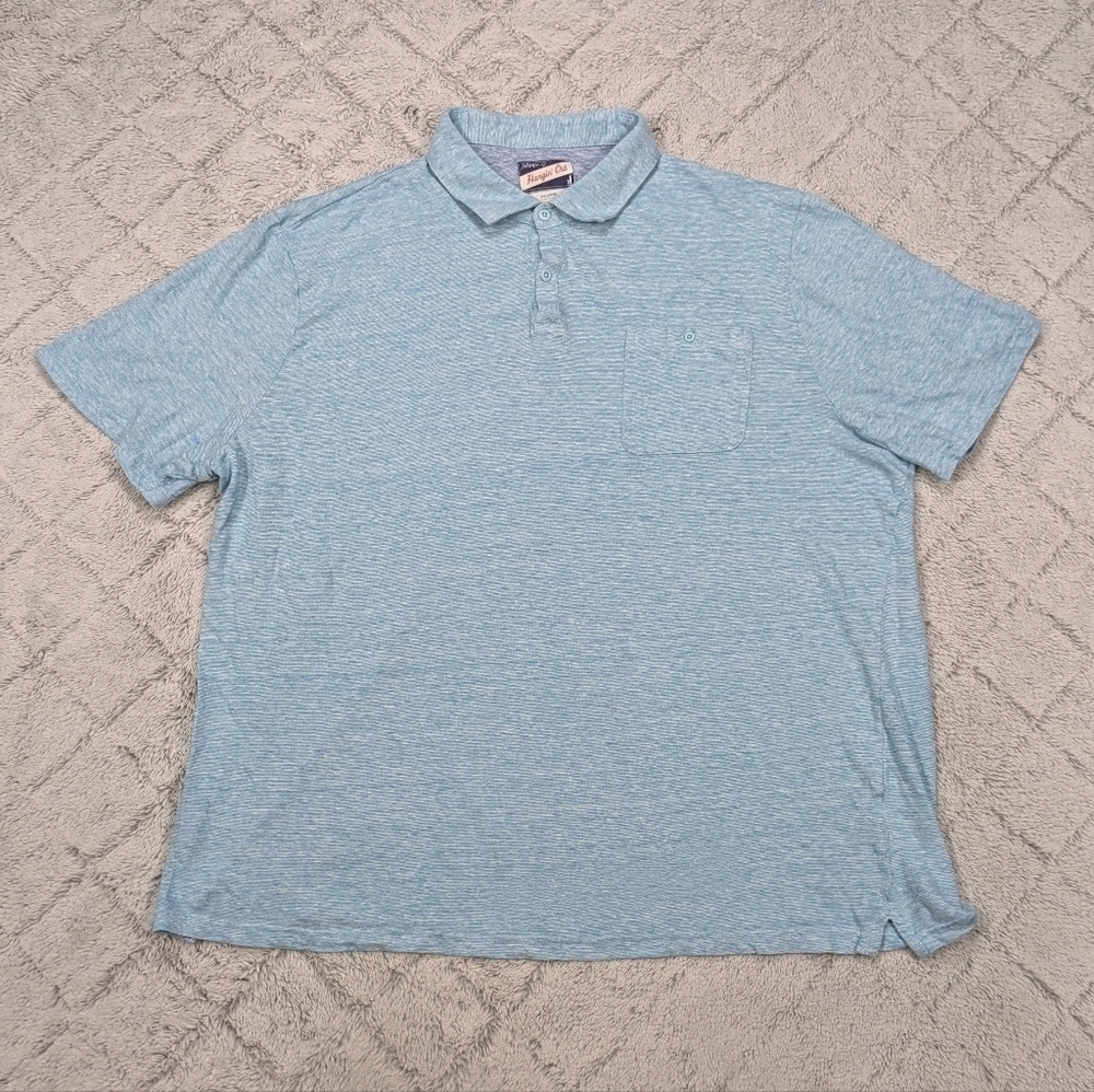 Johnnie-O Shirt Men's XXL Blue Green Galapagos Castaway Polo Linen Blend 